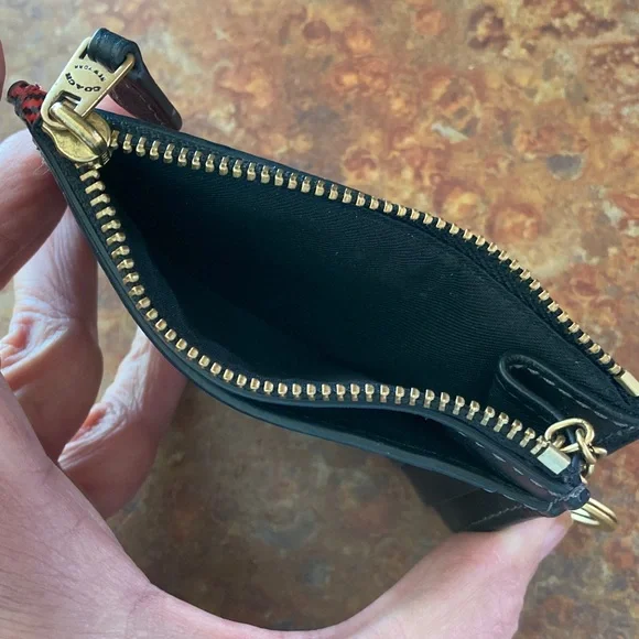 Coach Red and Black Tartan Plaid Key Card Holder - Picture 5 of 6